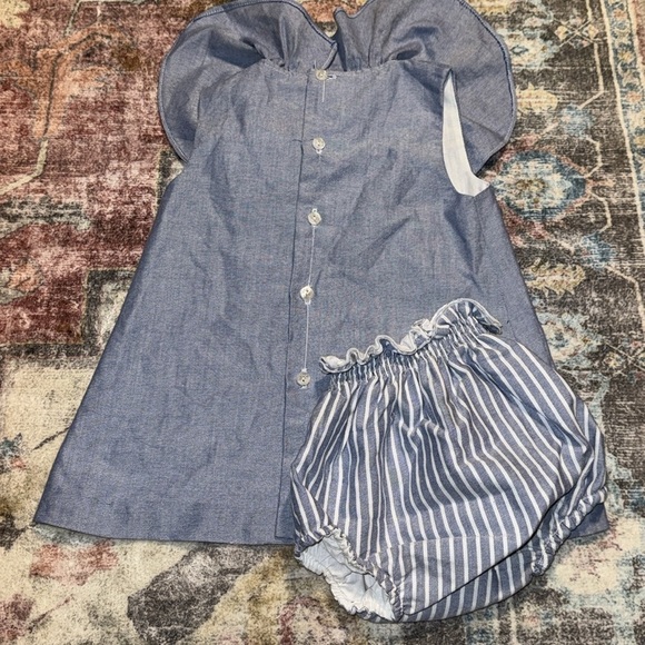 EVE Children Sz 12 M‎ blue two piece girls set dress / blouse bloomers - Picture 2 of 6